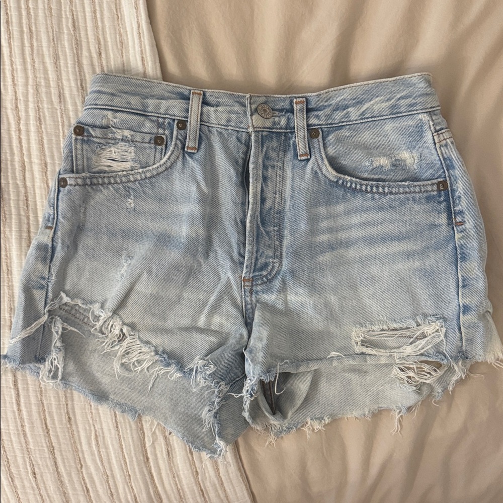 Agolde Parker Light Blue Denim Shorts